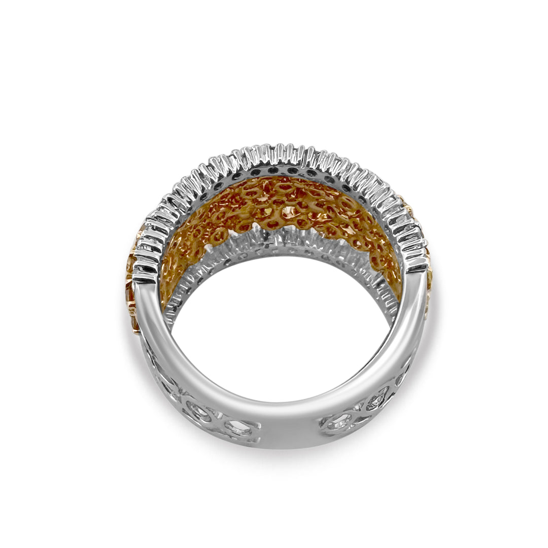 2.23ctw Yellow and Colorless Round Brilliant Diamond Band in 14k Two-tone Gold