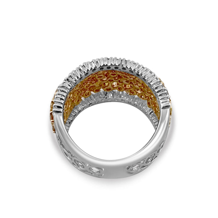 2.23ctw Yellow and Colorless Round Brilliant Diamond Band in 14k Two-tone Gold
