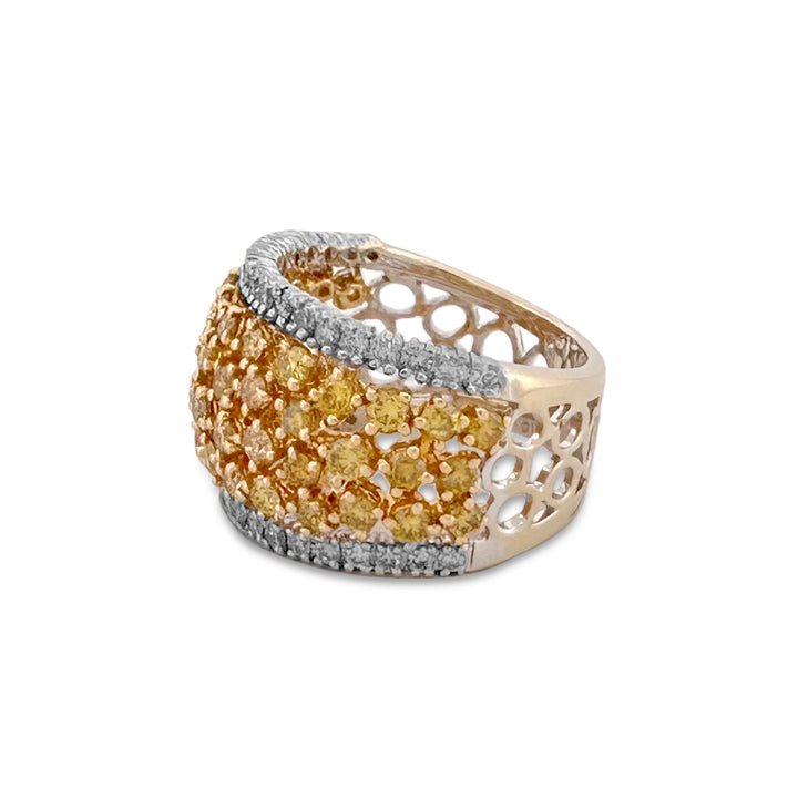 2.23ctw Yellow and Colorless Round Brilliant Diamond Band in 14k Two-tone Gold