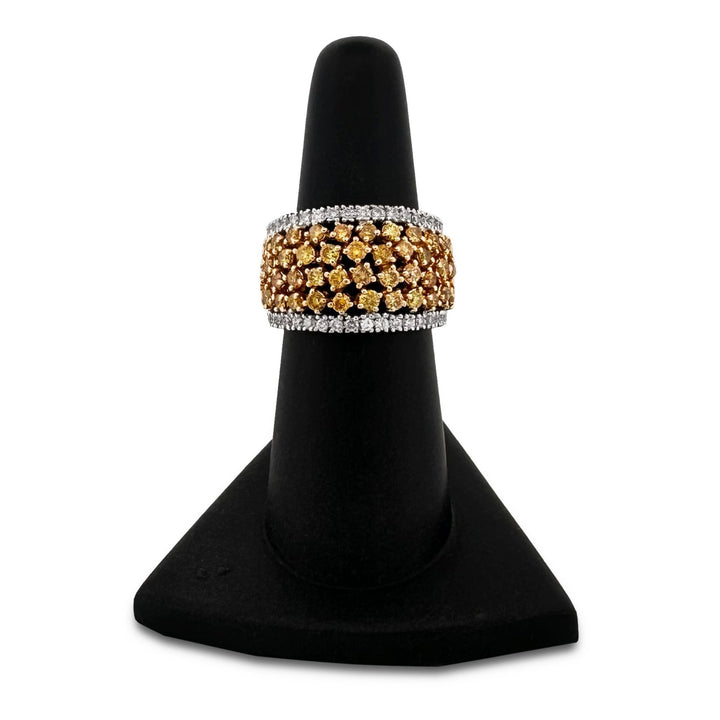 2.23ctw Yellow and Colorless Round Brilliant Diamond Band in 14k Two-tone Gold