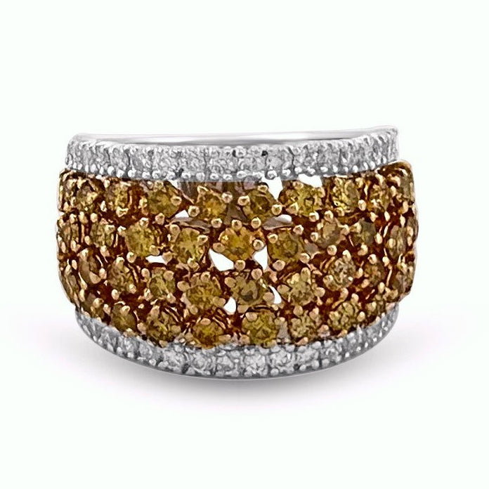 2.23ctw Yellow and Colorless Round Brilliant Diamond Band in 14k Two-tone Gold