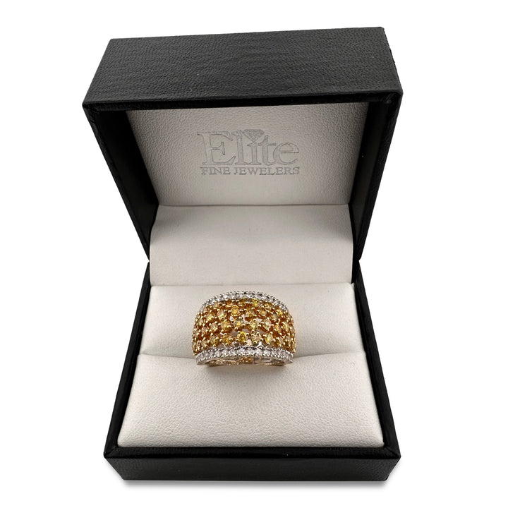 2.23ctw Yellow and Colorless Round Brilliant Diamond Band in 14k Two-tone Gold