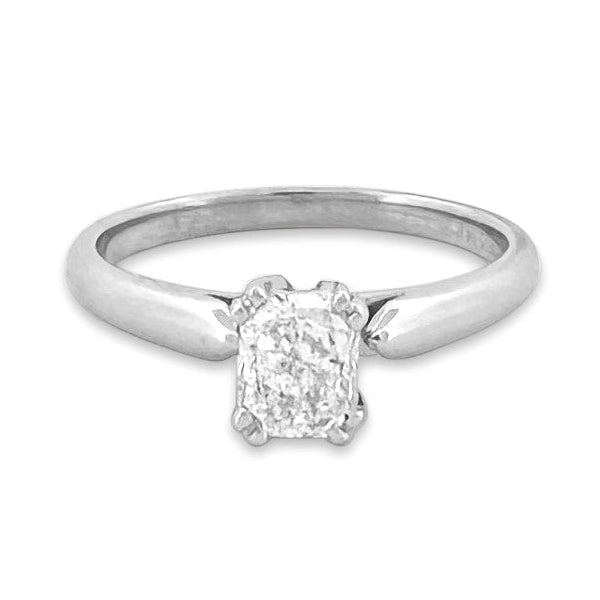 0.72ct Radiant Cut Natural Diamond Solitaire Engagement Ring in 14k White Gold