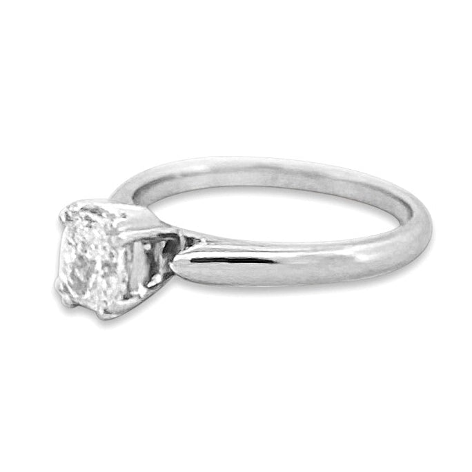 0.72ct Radiant Cut Natural Diamond Solitaire Engagement Ring in 14k White Gold