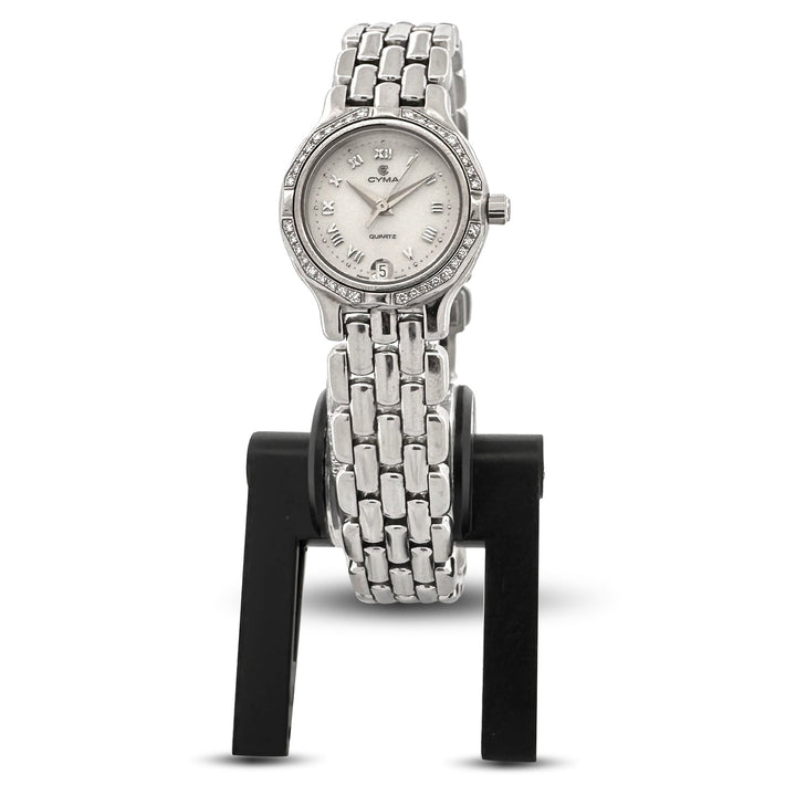 Cyma Lady's Stainless Steel Bracelet Watch with Diamonds