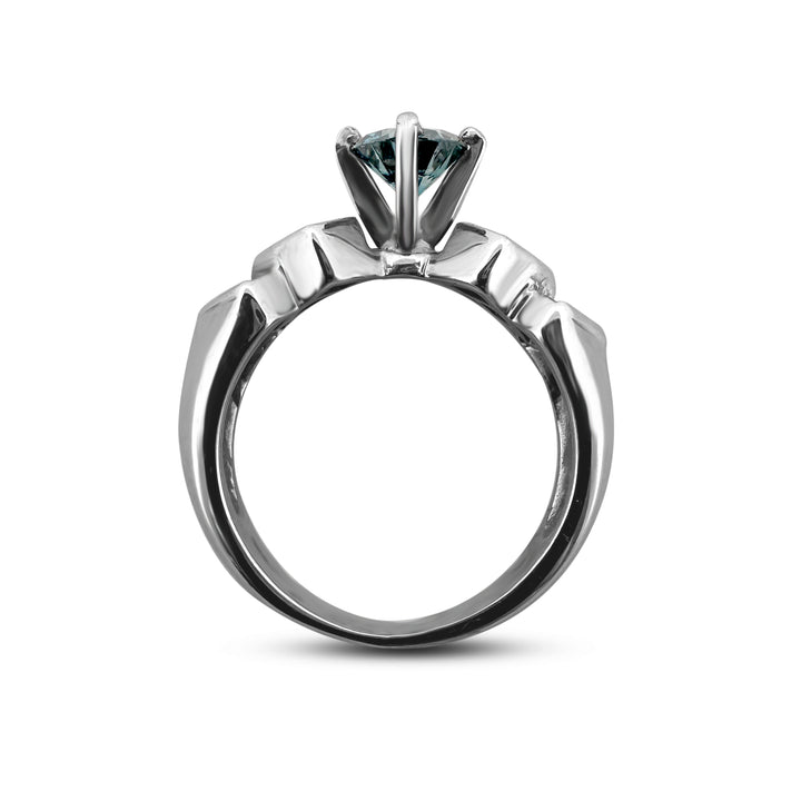 1.30ctw Irradiated Blue Round Brilliant Diamond Cocktail Ring in 14k White Gold