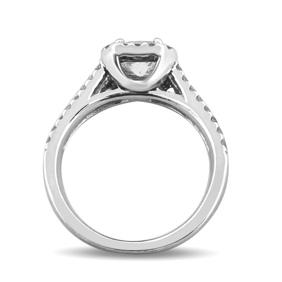 GIA Graded 1ct Cushion Cut Natural Diamond Halo Engagement Ring in 14k White Gold