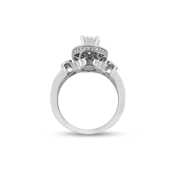 1.74ctw Round Brilliant Natural Diamond Engagement Ring & Jacket Wedding Set in 14k White Gold