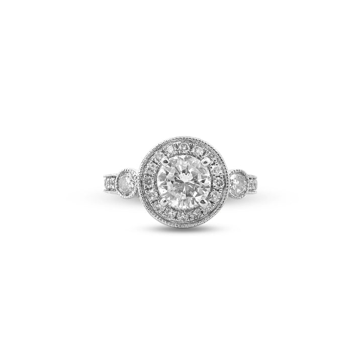 1.74ctw Round Brilliant Natural Diamond Engagement Ring & Jacket Wedding Set in 14k White Gold