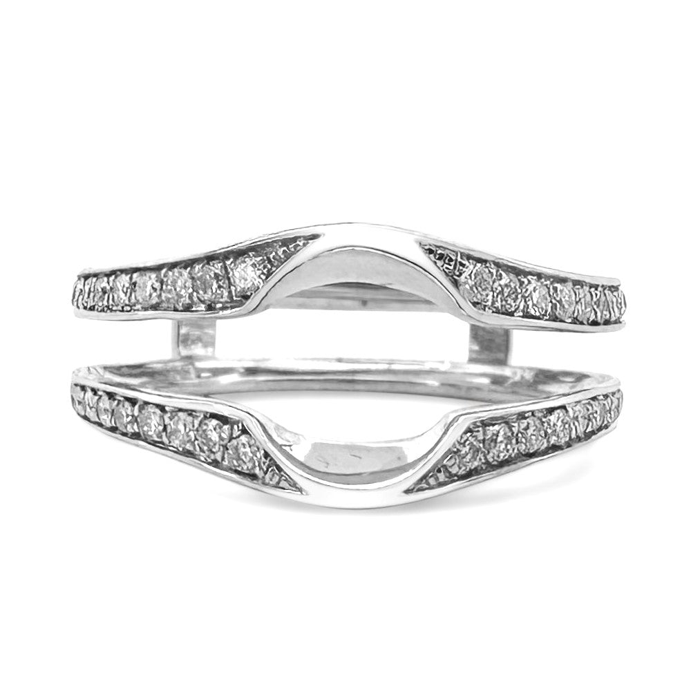 1.74ctw Round Brilliant Natural Diamond Engagement Ring & Jacket Wedding Set in 14k White Gold