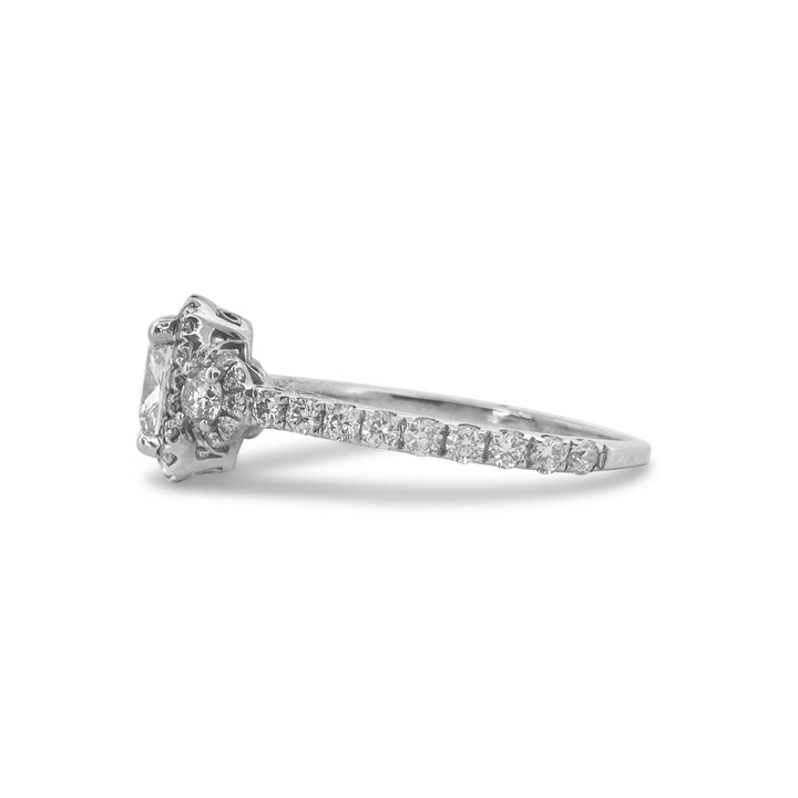 GIA Graded 1.78ctw Cushion Cut & Round Brilliant Natural Diamond Engagement Ring in 14k White Gold