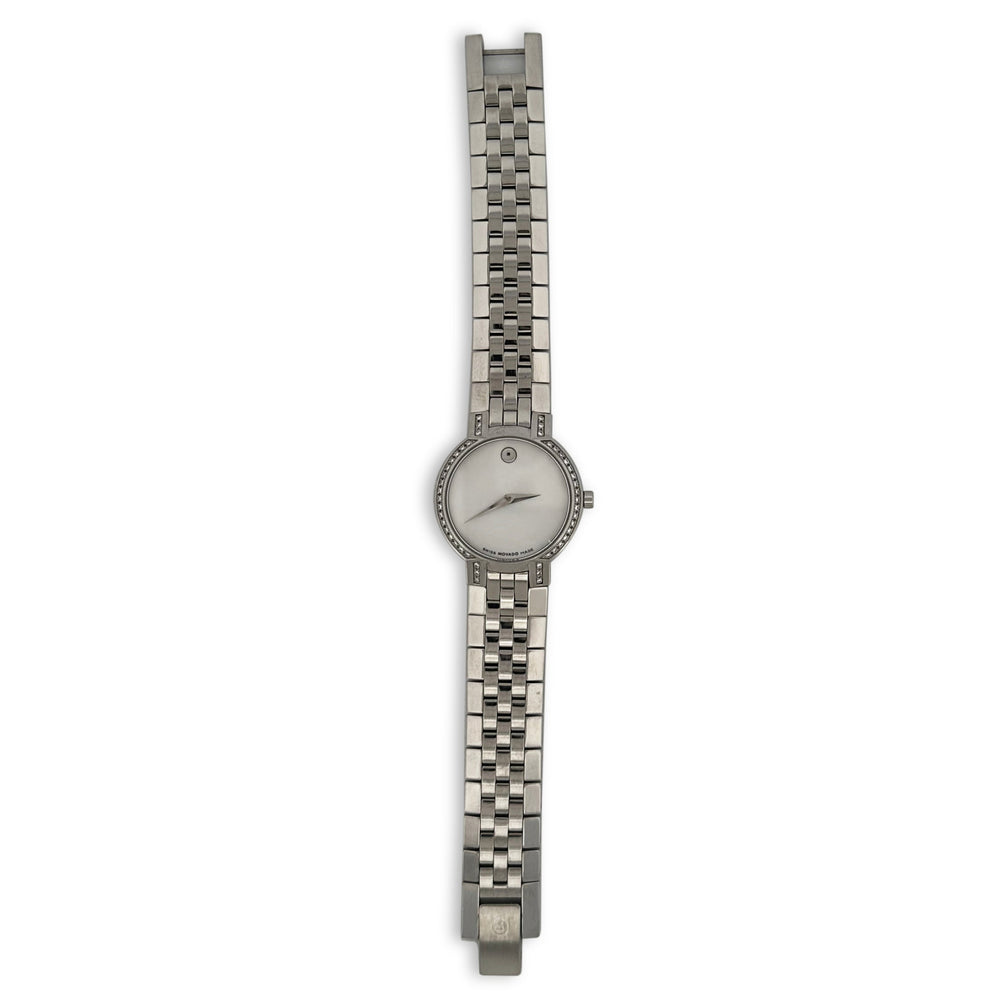 Movado 84 A1 1845 S Diamond Bezel Lady's Stainless Steel Watch