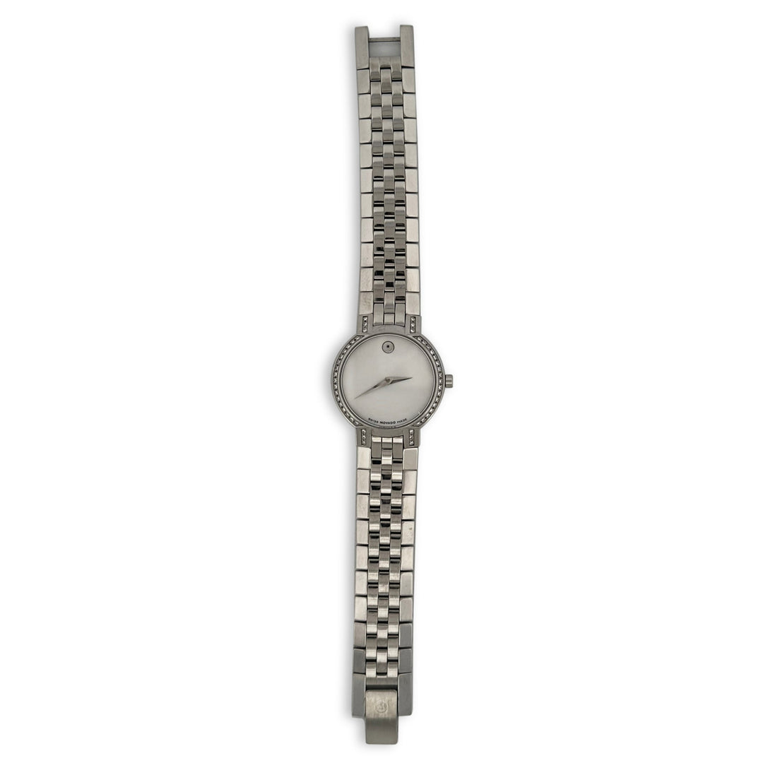 Movado 84 A1 1845 S Diamond Bezel Lady's Stainless Steel Watch