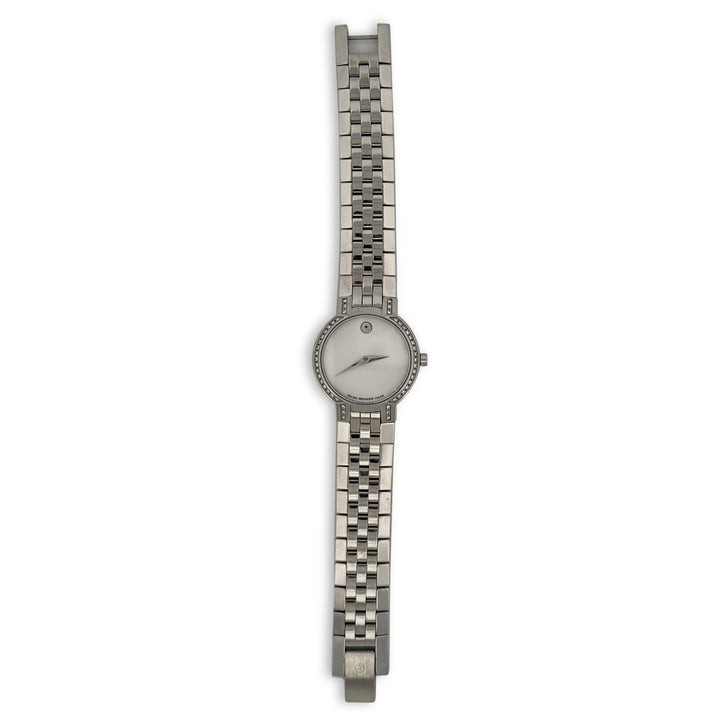 Movado 84 A1 1845 S Diamond Bezel Lady's Stainless Steel Watch
