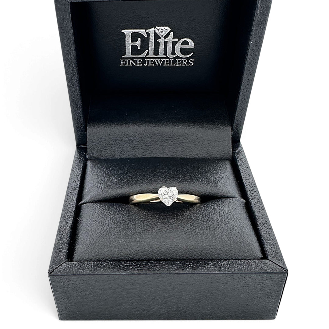 IGI Graded 0.57ct Heart Natural Diamond Solitaire Engagement Ring in 14k Two-Tone Gold