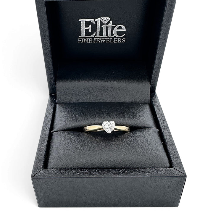 IGI Graded 0.57ct Heart Natural Diamond Solitaire Engagement Ring in 14k Two-Tone Gold