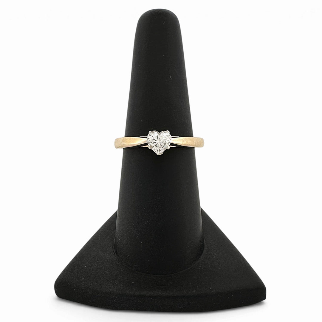 IGI Graded 0.57ct Heart Natural Diamond Solitaire Engagement Ring in 14k Two-Tone Gold