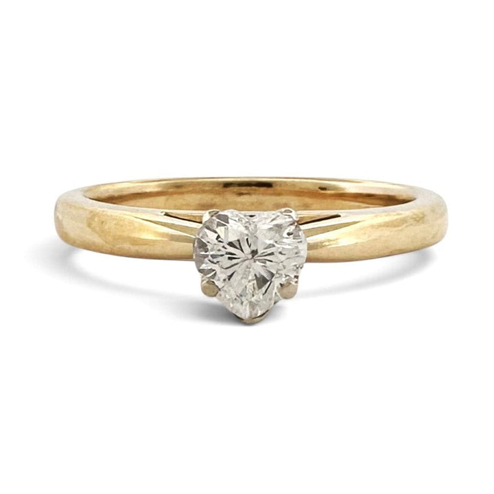 IGI Graded 0.57ct Heart Natural Diamond Solitaire Engagement Ring in 14k Two-Tone Gold