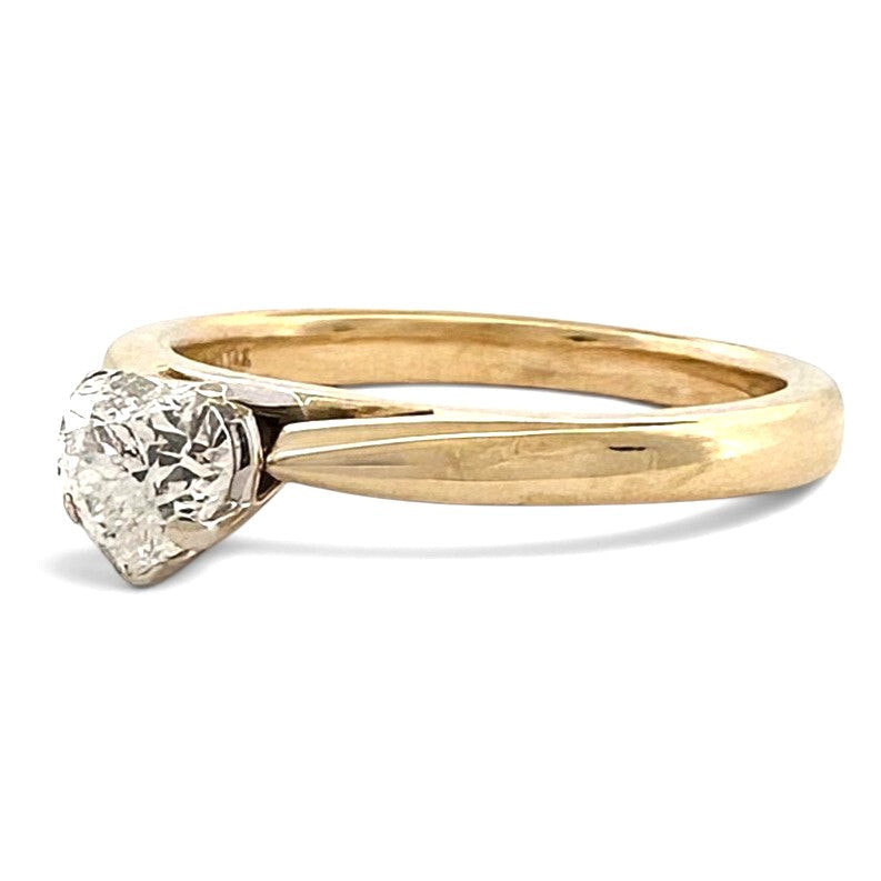 IGI Graded 0.57ct Heart Natural Diamond Solitaire Engagement Ring in 14k Two-Tone Gold