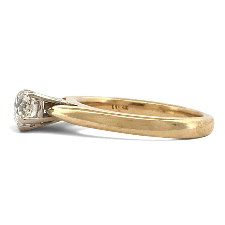 IGI Graded 0.57ct Heart Natural Diamond Solitaire Engagement Ring in 14k Two-Tone Gold