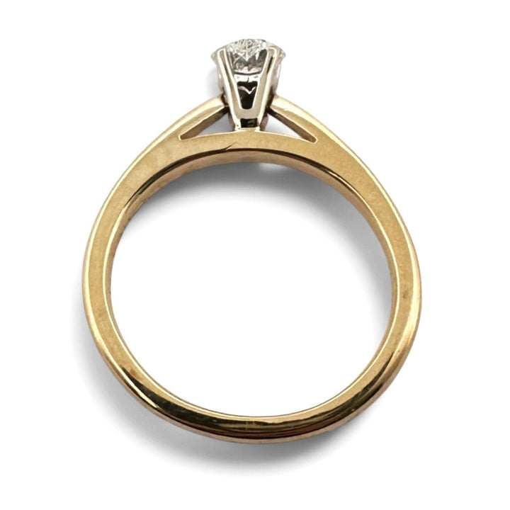 IGI Graded 0.57ct Heart Natural Diamond Solitaire Engagement Ring in 14k Two-Tone Gold