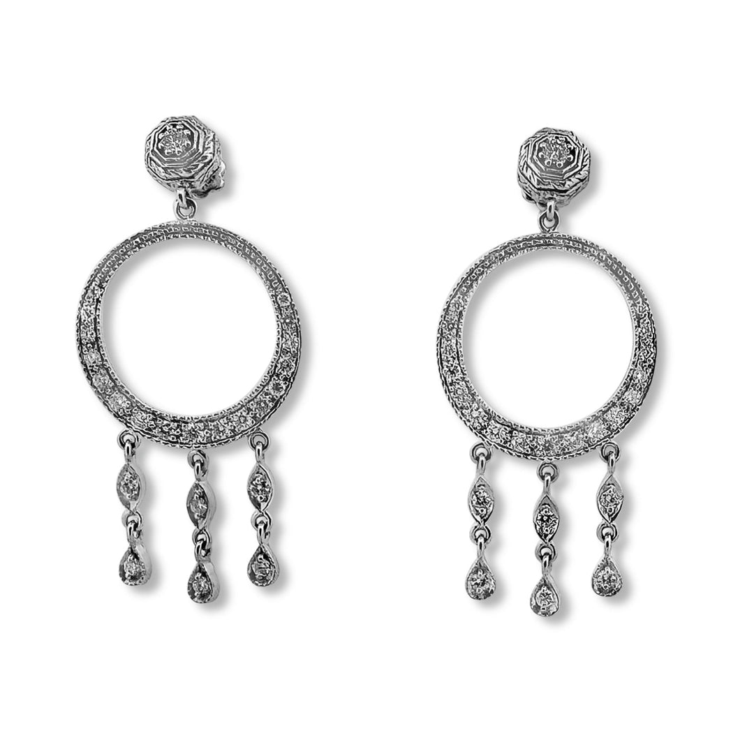 1.65ctw Round Brilliant Diamond Chandelier Dangle Earrings in 18k White Gold