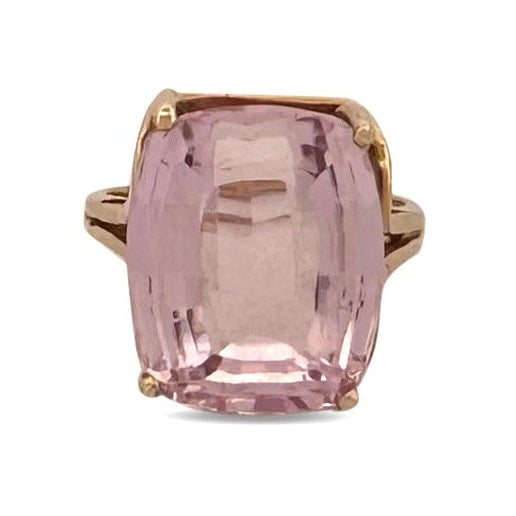 15.81cts Elongated Cushion Kunzite Cocktail Ring in 14k Yellow Gold