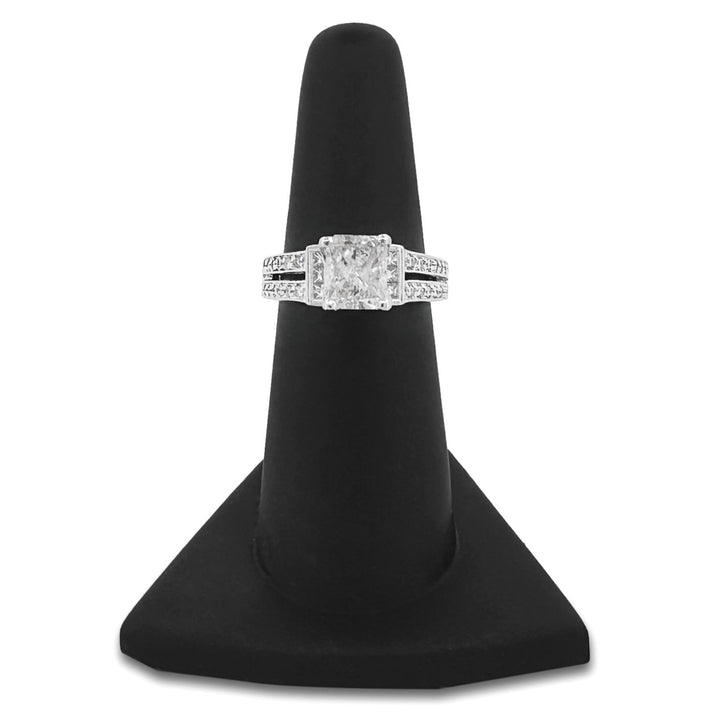 1.57ct Radiant Cut with Princess & Round Brilliant Natural Diamond Engagement Ring in 14k White Gold