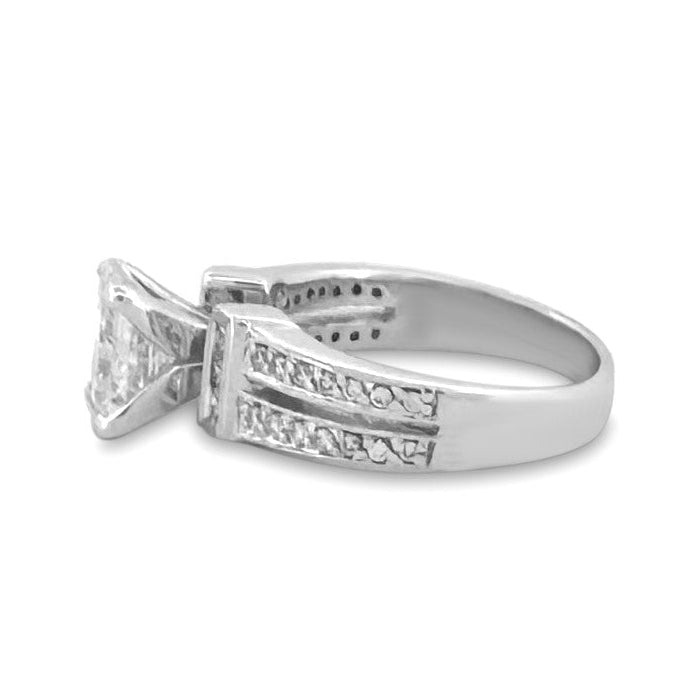 1.57ct Radiant Cut with Princess & Round Brilliant Natural Diamond Engagement Ring in 14k White Gold