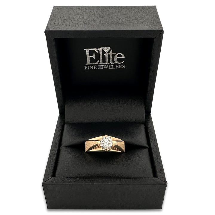 1.05ct Old European Cut Natural Diamond Men's Ring in 14k Yellow Gold