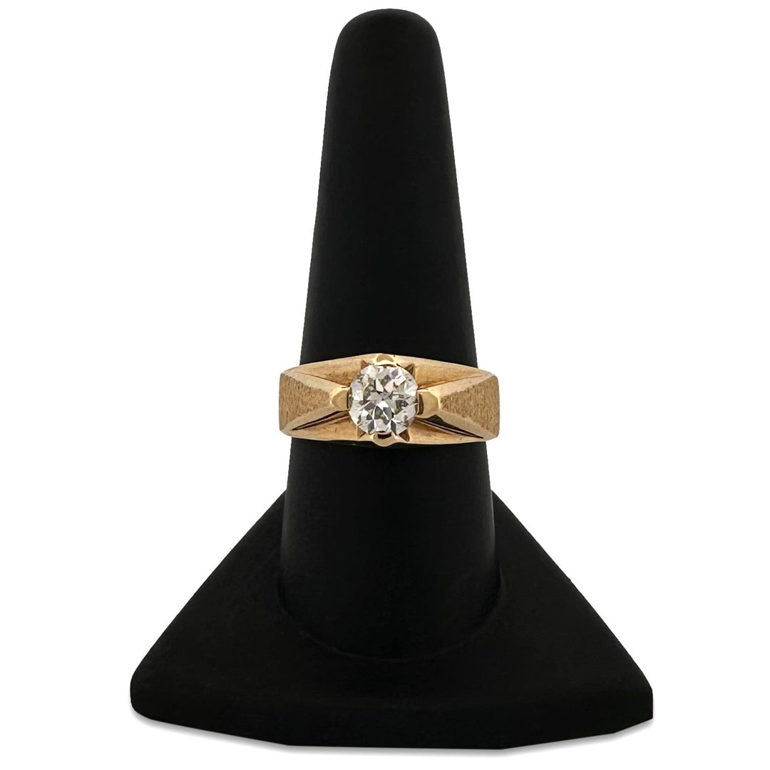 1.05ct Old European Cut Natural Diamond Men's Ring in 14k Yellow Gold
