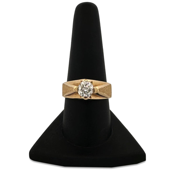 1.05ct Old European Cut Natural Diamond Men's Ring in 14k Yellow Gold