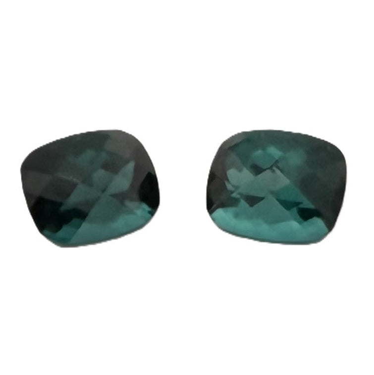 16.60ctw Checkerboard Cushion Cut Indicolite Tourmaline Gemstones, Loose Matched Pair