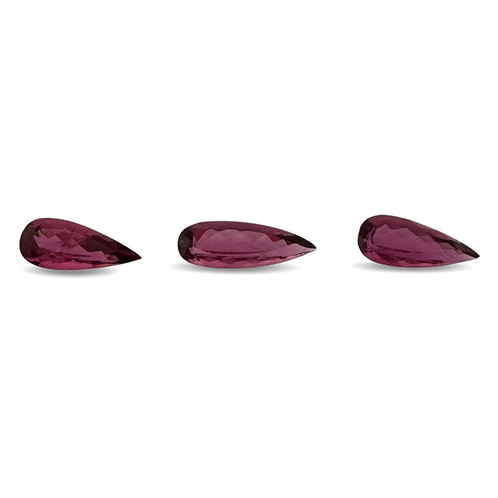 19.35ctw Pear Shaped Rubellite Tourmaline Loose Gemstone Trio
