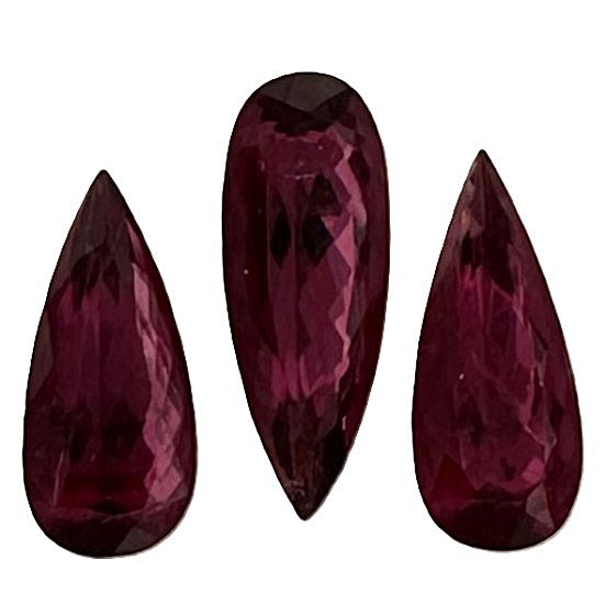 19.35ctw Pear Shaped Rubellite Tourmaline Loose Gemstone Trio