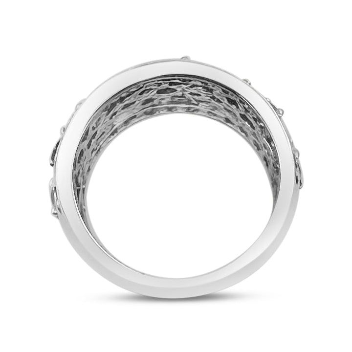 Pink Sapphire & Natural Diamond Cocktail Ring in 14k White Gold