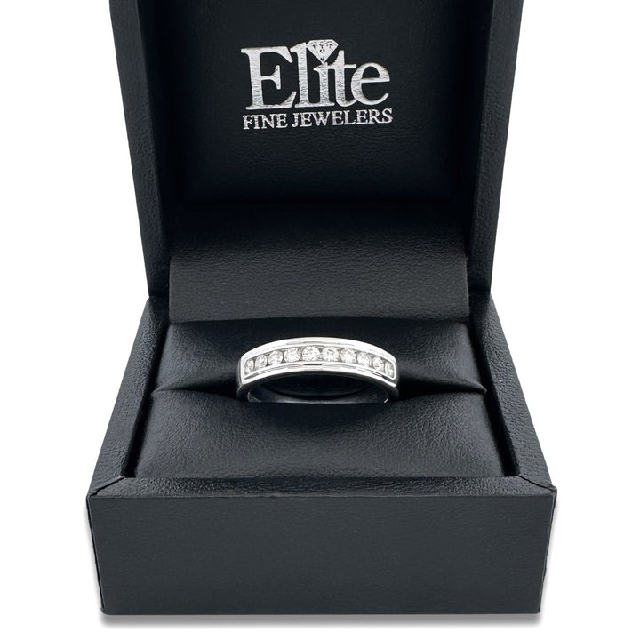 0.50ctw Round Brilliant Cut Natural Diamond Men's Wedding Band 14k White Gold