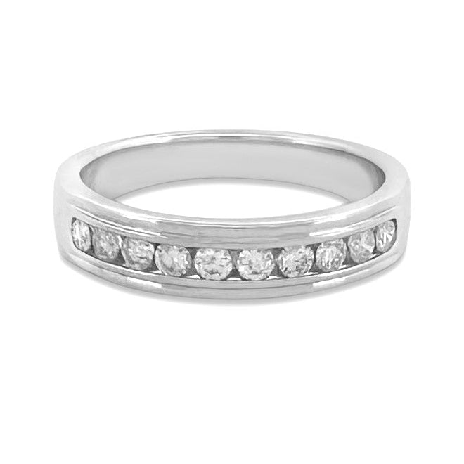 0.50ctw Round Brilliant Cut Natural Diamond Men's Wedding Band 14k White Gold