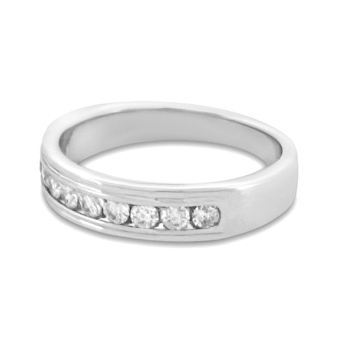 0.50ctw Round Brilliant Cut Natural Diamond Men's Wedding Band 14k White Gold