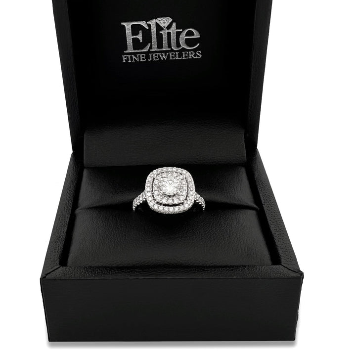 1ctw Round Brilliant Natural Diamond Triple Halo Engagement Ring in 14k White Gold by Neil Lane