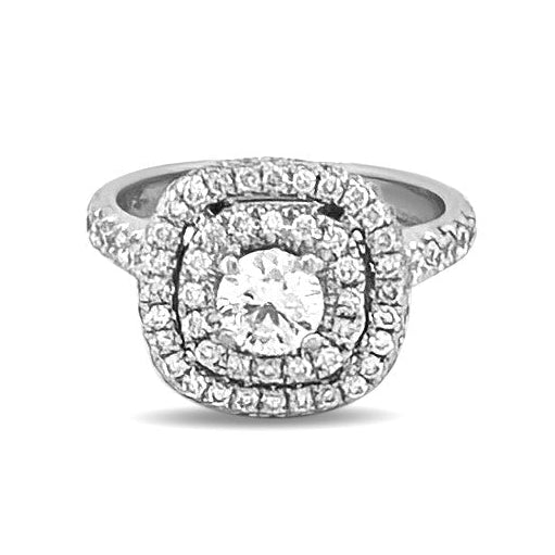 1ctw Round Brilliant Natural Diamond Triple Halo Engagement Ring in 14k White Gold by Neil Lane