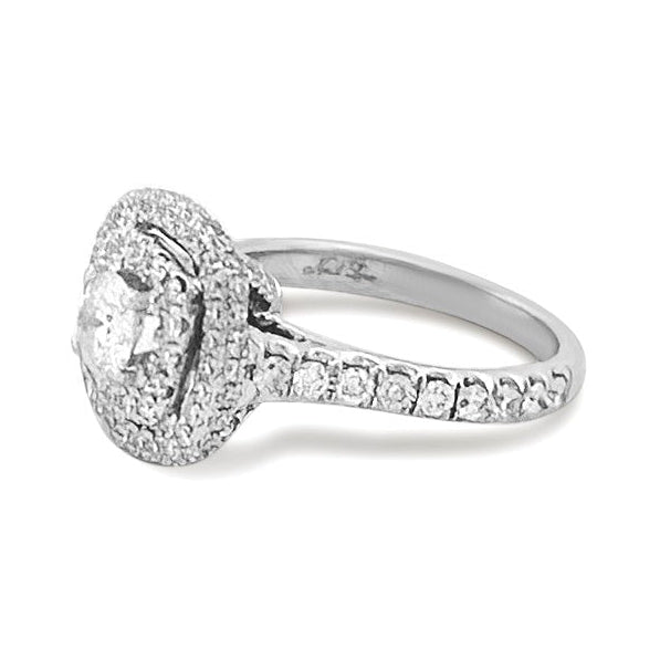 1ctw Round Brilliant Natural Diamond Triple Halo Engagement Ring in 14k White Gold by Neil Lane