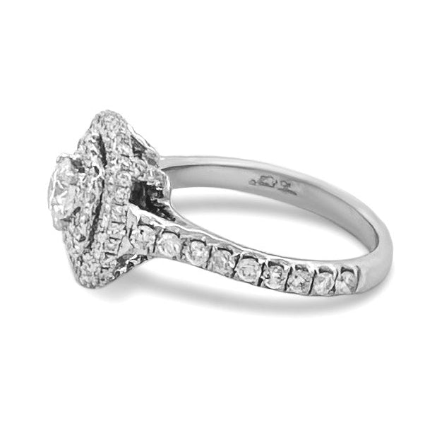 1ctw Round Brilliant Natural Diamond Triple Halo Engagement Ring in 14k White Gold by Neil Lane