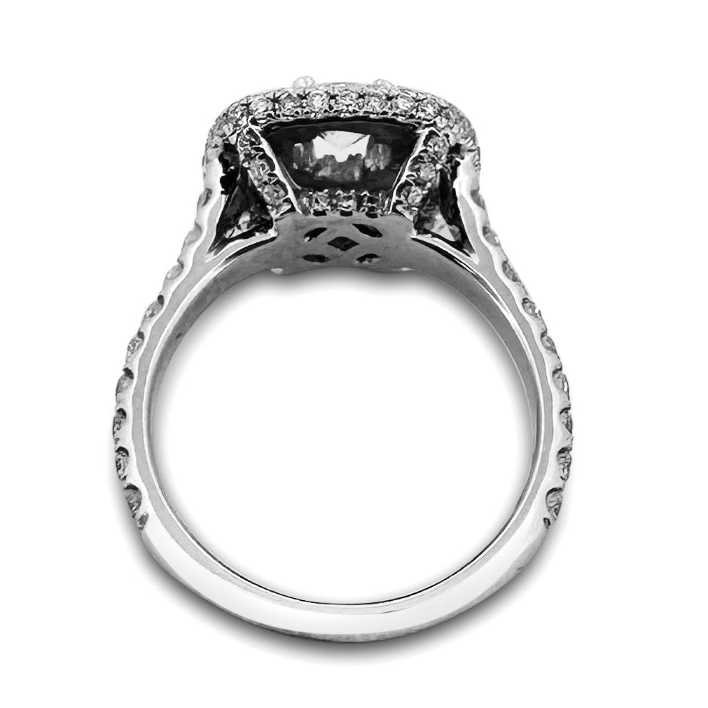 1ctw Round Brilliant Natural Diamond Triple Halo Engagement Ring in 14k White Gold by Neil Lane
