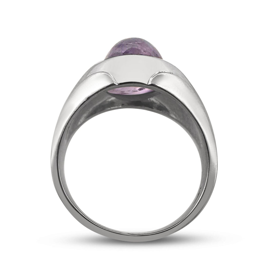 Lavender Sapphire Cabochon and Natural Diamond Ring in 14k White Gold