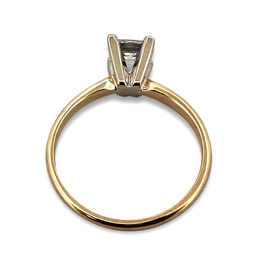 IGI Graded 1.00ct Princess Cut Natural Diamond Solitaire Engagement Ring in 14k Two-tone Gold