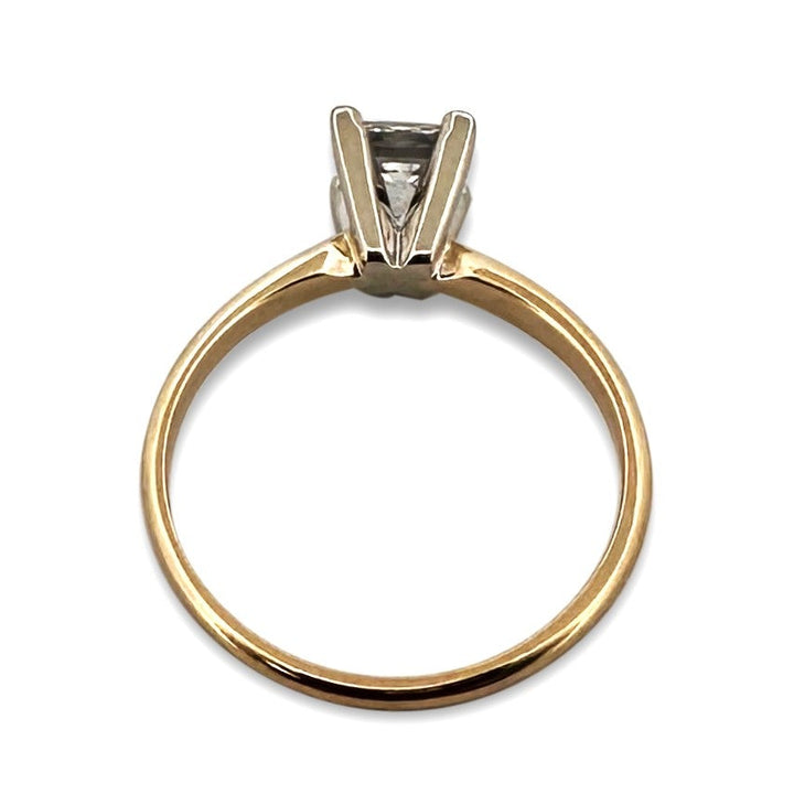 IGI Graded 1.00ct Princess Cut Natural Diamond Solitaire Engagement Ring in 14k Two-tone Gold