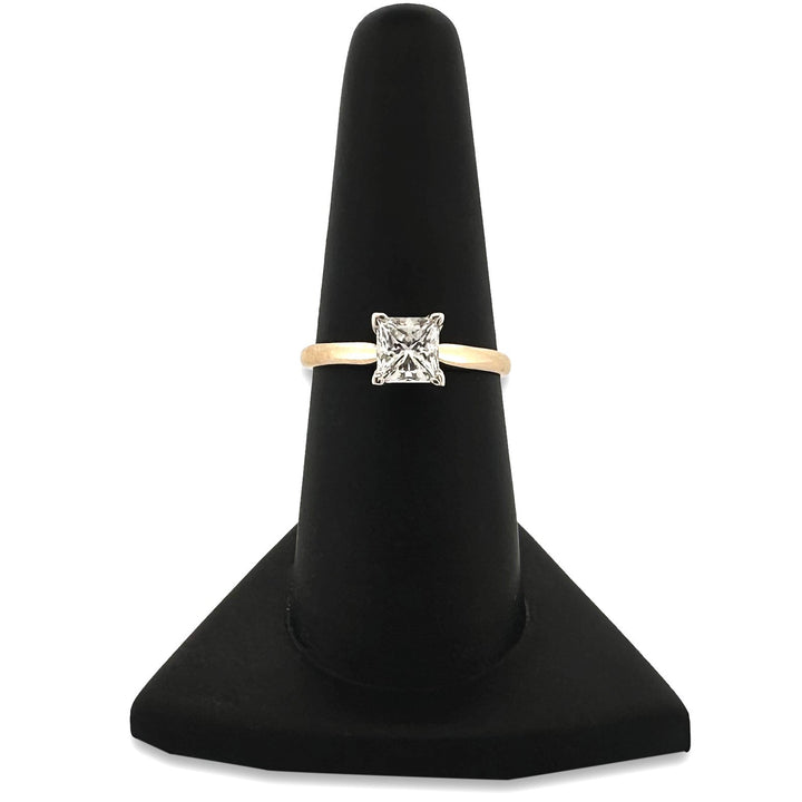 IGI Graded 1.00ct Princess Cut Natural Diamond Solitaire Engagement Ring in 14k Two-tone Gold