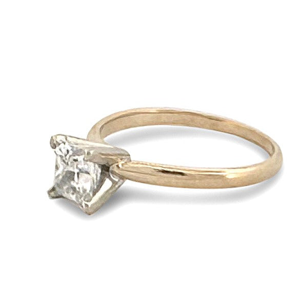 IGI Graded 1.00ct Princess Cut Natural Diamond Solitaire Engagement Ring in 14k Two-tone Gold