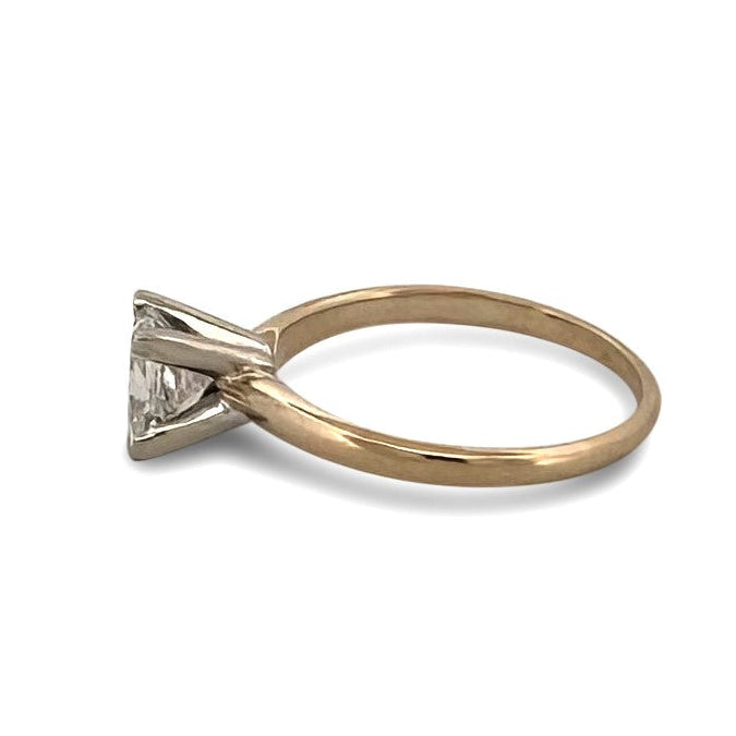 IGI Graded 1.00ct Princess Cut Natural Diamond Solitaire Engagement Ring in 14k Two-tone Gold